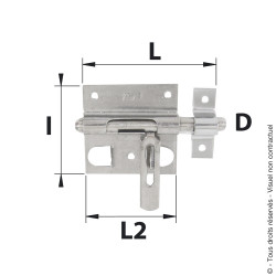 Verrou de box à porte-cadenas - Course : 32 mm - Diamètre : 10 mm