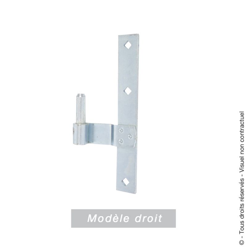 Gond sur té bout droit - Axe fixe - diamètre 14 mm