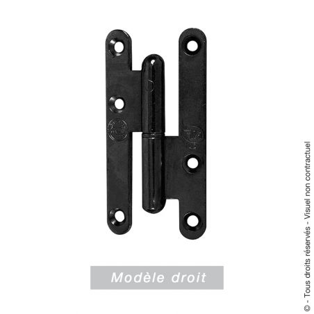 Paumelle noire à bouts carrés pour menuiserie bois