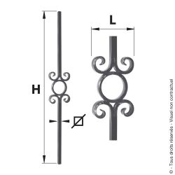 Barreau fantaisie 142 martelé