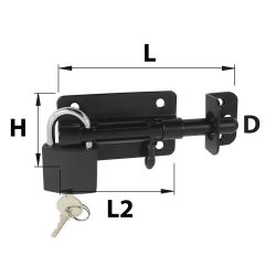 Verrou de box porte-cadenas à visser et gâche